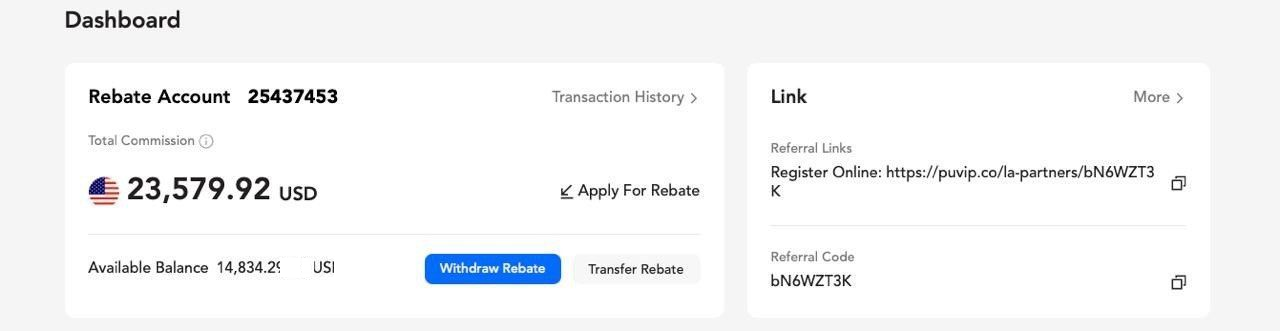 Partner rebate account result